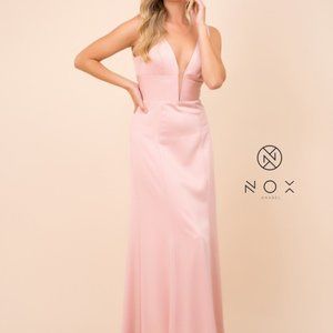 NEW ROSE COLOR Illusion V-Neck A-Line Shape Prom Dress NXQ010